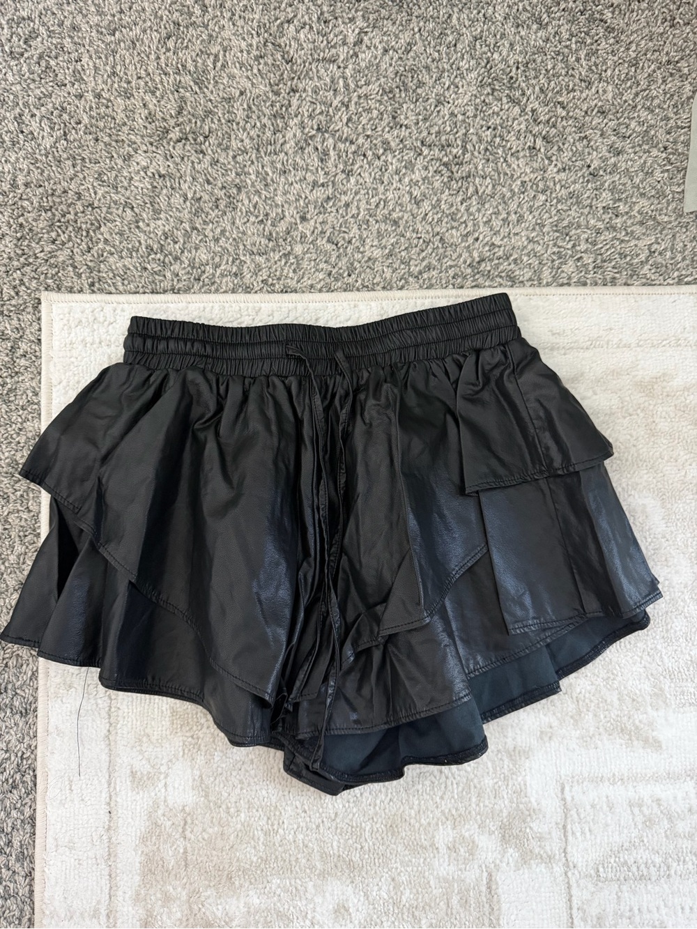 American Threads Black Ruffle Layered Skort Shorts